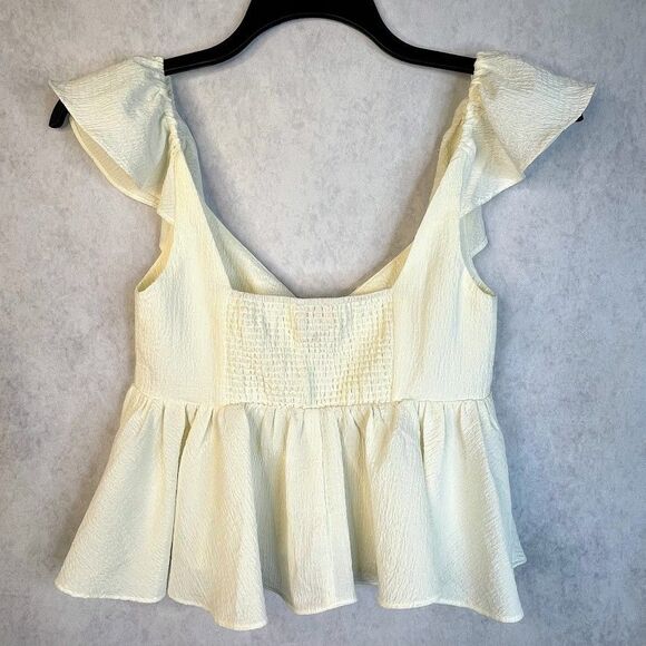 Urban Outfitters Sierra Keyhole Blouse Womens Small Ivory Y2K Babydoll Crop - Picture 6 of 14